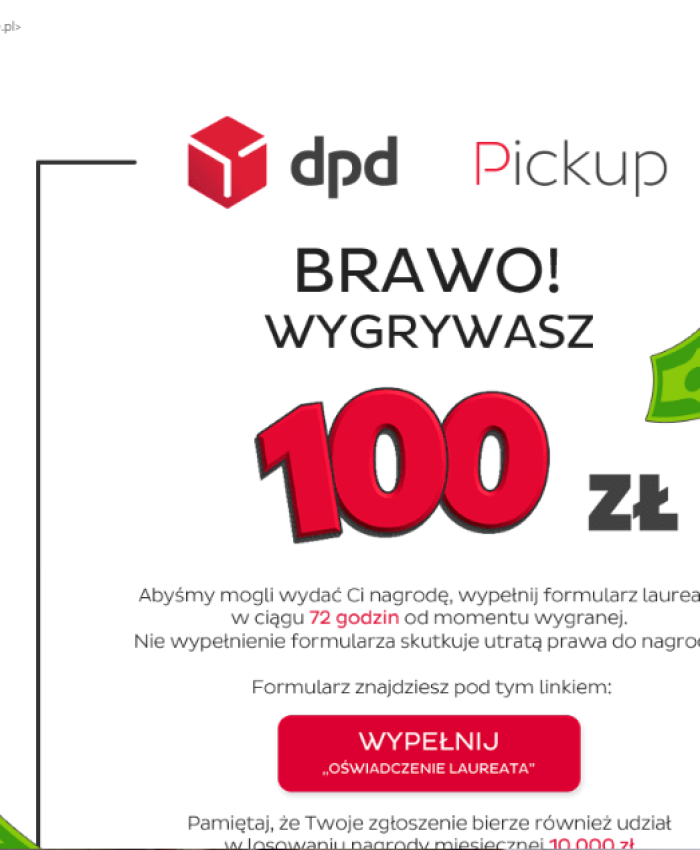 DPD Pickup Loteria, wygrałem 100zł
